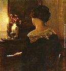 Famous Playing Paintings - A Lady Playing The Piano